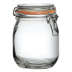 utopia 扣式玻璃密封罐 橘色 750ml，密封保鮮，防潮防蟲，廚房收納好幫手, 1個