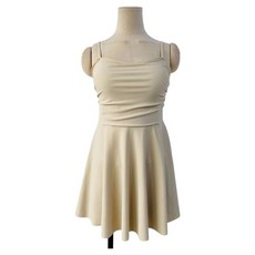 克魯王 抓皺傘狀連身裙 單件式泳衣 cpbw140k55, 米色