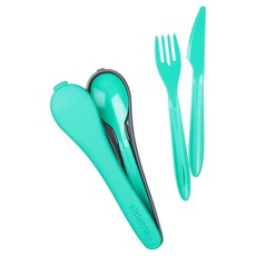 sistema 便攜式餐具組, 薄荷藍綠, 1套, 收納盒 + 湯匙 + 叉子 + 刀子
