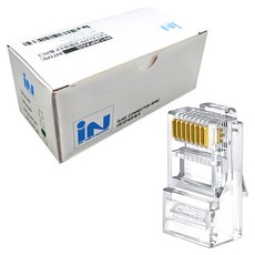인네트워크 CAT.6 UTP 랜케이블 제작용 RJ45 통과형 EZ 플러그 IN-U6PASS, 투명, 100개, 22.5mm