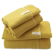 nIZio BOBO雙織紗雙面浴巾1大1小2件組, 芥末黃, 1組