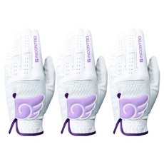 INCONTRO 女款Angel Wing Skin Fit半羊皮高爾夫手套 左手用, 3個, 淺紫色