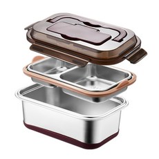 JAR 嚴選 實德多功能304不鏽鋼手提雙層餐盒, 黑色, 1個