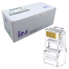 iN NETWORK CAT.5E UTP 網路線製作專用 RJ45 穿透式 EZ 插頭 IN-U5PASS, 22.5mm, 透明, 100個