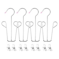 生活與廚房 不鏽鋼夾式鞋子晾乾架 4入, 銀色