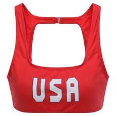 Kappa 女款 Heritage 復古 LA84 USA 比基尼上衣 P222XWSL611, 紅色