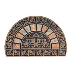 G+居家 橡膠植絨迎賓地墊 好事連連, 棕色, 1個