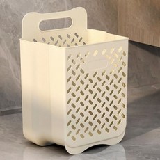 壁掛式折疊洗衣籃 浴室收納盒, 奶油色