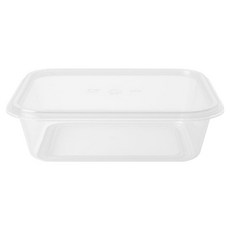 Swan 便當沙拉 可重複使用附蓋正方形外送容器 透明 500, 50個, 1入