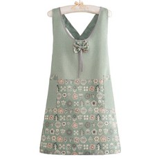 순잠 여름에도 시원하게 감성 패션 앞치마 71 x 85 cm, 리본크로스그린, 1개