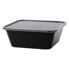 Swan 便當沙拉可重複使用附蓋方形外送容器 黑色 750, 50個, 1入