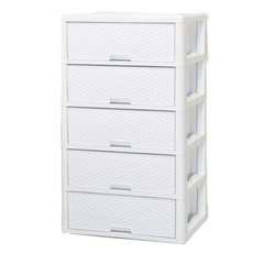 藤編抽屜櫃,5層,50cm,白色 - 清新自然風格，居家收納好幫手