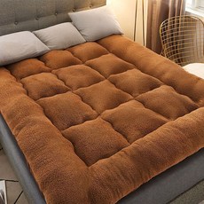 Bomnalae 加厚羊羔絨麂皮絨雙層床墊, 棕色