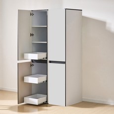 엘리에셀 비스포크 오브제 3서랍 광폭 다용도 선반 5단 키큰 틈새 수납장 400 방문설치, 코타화이트