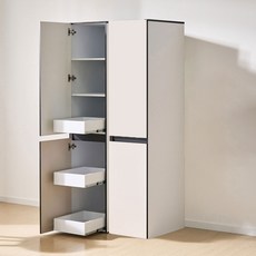 엘리에셀 비스포크 오브제 3서랍 광폭 다용도 선반 5단 키큰 틈새 수납장 400 방문설치, 올베이지