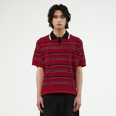 ILCORSO 男士變形織紋條紋短袖針織衫