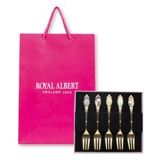 ROYAL ALBERT 100週年紀念甜點叉5件組 16cm + 提袋, 1套, 前期