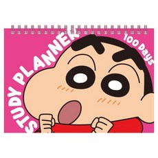 Flyingwhales 蠟筆小新100日學習計畫本, 1個, 粉紅色