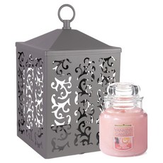 Yankee Candle 小瓶香氛蠟燭 104g + Cottage 迷你融蠟燈禮盒組, 灰色, 清新切玫瑰