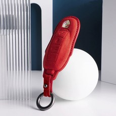 CRONICLE Stitch Line 優質保時捷相容鑰匙殼, B型 全紅色, STCH-POR-B-8