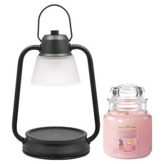 양키캔들 스몰자 + 비콘 미니캔들워머 선물세트, 블랙, 프레쉬컷로즈