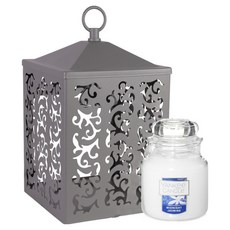 YANKee CANDLe 小罐午夜茉莉 + 小屋迷你融蠟燈禮物套組, 灰色, 午夜茉莉