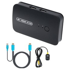 Ytek 2埠 HDMI KVM 切換器 選擇器 USB 3埠專用線 + 有線遙控器套組, YT-KVM21HDA, 1套