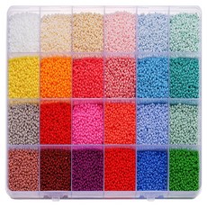 Lavelloa 串珠工藝材料 DIY套組 24種 x 12g 套裝 2mm, 1套, 素色系列