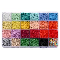 Labeloa 珠飾工藝材料 DIY套組 24種 x 12g 套裝 3mm, 1套, 素色系列