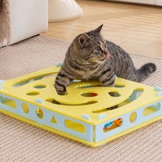 貓咪掏掏樂遊戲盒+鈴鐺球 6顆入組 均碼 10001, 1套, 黃色+藍色