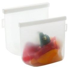 lilive 더블락 실리콘 지퍼백 화이트, 1.5L, 1개입, 2개