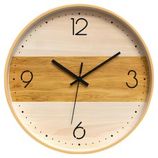 SUNORO 竹紋拼接木紋掛鐘 12吋, 多色