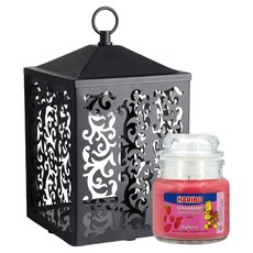 HARIBO 小罐香氛蠟燭 + Cottage 迷你融蠟燈禮盒, 黑色(融蠟燈), 草莓幸福