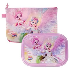 LE BARN 奇妙萌可 兒童餐盤便當 - 極光萌可 手提袋組 YP5533, 1套, 盤子+盤蓋+午餐袋, 混合顏色