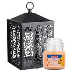 Haribo小罐蠟燭 + 小屋造型迷你融蠟燈禮盒組, 黑色, 蜜桃天堂