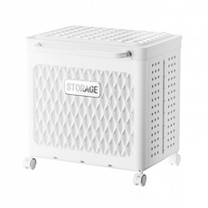 FAmILyLIFE 生活 輕奢風雙槽附蓋摺疊衣物收納籃 58L, 淨白款, 1個