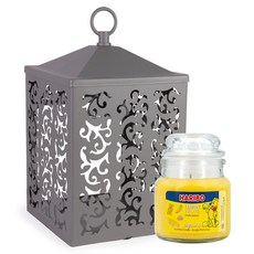 Haribo 小罐香氛蠟燭 + Cottage 迷你融蠟燈禮盒組, 灰色, 檸檬水果