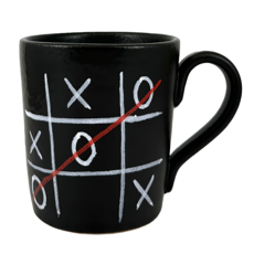 Modigliani 義大利陶 塗鴉系列 馬克杯 380ml, 遊戲圖案 黑色 + 白色 + 紅色, 1個