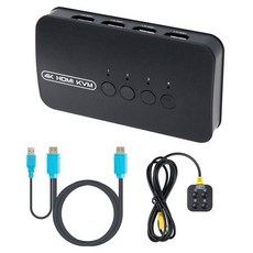 Ytek 4埠 HDMI KVM 切換器 選擇器 USB 3埠專用線 + 有線遙控器套組, 1套, YT-KVM41HDA