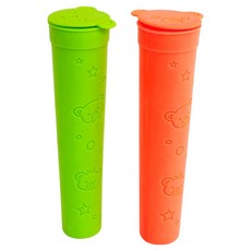 PAMIRE 帕米爾 矽膠管狀冰棒模具 2件組, 1套, 橘色, 綠色
