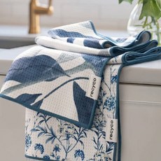 리시코 다용도 고리 핸드 타월 40 x 71 cm 2종 세트, 수채화꽃 패턴, 1세트