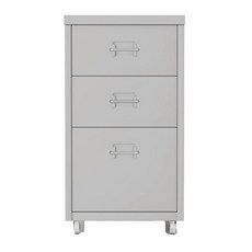 HABITY 現代基本簡約鐵製抽屜櫃,28cm,灰色,3層 - 辦公室收納好幫手