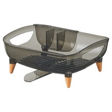 Librika 簡潔風格瀝水透明碗盤瀝水架, 1個, 透明黑, 1層