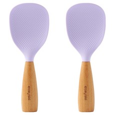 EASY SILLY 木製手柄矽膠立式飯勺, 2個, 紫色