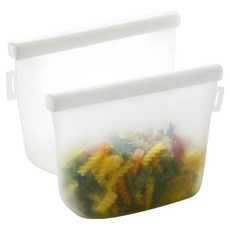 LILIVE 雙層鎖矽膠保鮮袋 白色, 1L, 2個