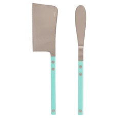 Bogen Brisha 緞面起司刀 + 奶油刀餐具組, 1套, 薄荷藍色