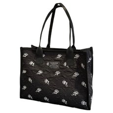 Moneyfull 玫瑰圖案壓紋大容量大尺寸托特媽媽包, 玫瑰黑