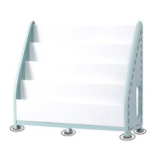 Yeya 也雅 萌想樂園兒童繪本童書分類收納架書架 DIY, 藍配白, 4層