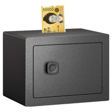 一鍵式指紋辨識迷你家用保險箱 有孔, 黑色