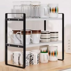 Dieno 書桌 廚房 縫隙 收納用 小型層架, 黑色 + 白色